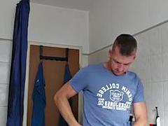 Amatoriale, Anale, Toccando, Gay, Masturbazione, Pubblico, Doccia, Solo