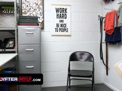 Stepmom caught stealing & punished with rough backroom pussy licking & facial