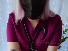 nurse taunts her patients penis with her cooch