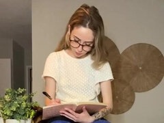 Bionda, Vibratore, Occhiali, Tacchi, Solo, Calze, Ragazza, Giochi