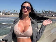 Fake tits covered with huge cumshot POV