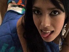 An intense and sensual latina is getting taken from behind, doggy style
