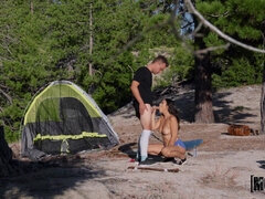 Forest Fuckers - big ass brunette Latina with big naturals Violet Starr rides boyfriend outdoors