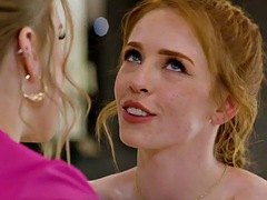 ALL GIRL MASSAGE - Two hot lesbian redheads enjoy tongue licking their wet pussies