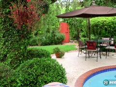 Alana lace masturbates in a bikini with her huge tits out