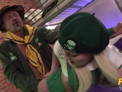 A man has sex with two young scout girls in hostel. Part 1 of 2.