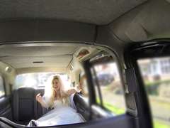 Beautiful runaway bride fucks in the taxi with another guy