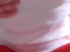 I Like to Tease You with My Red Pantyhose, White Socks and My Cute Sweet Boobs