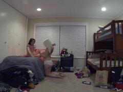 18, 아마추어, 금발의, 라티나, 보지, 면도된, 젖가슴, 웹캠