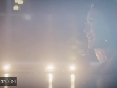 오랄섹스, 음경, 얼굴에, 대단히, 오르가슴, 타는, 거칠게, 분출