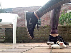 crush a poor cub wedged cow with her hot dirty nike free sneakers