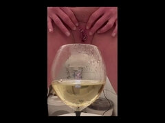 Pee in the Glass and Pouring Pee Over Myself and My Big Tits and Little Tease Pee From My Nipples