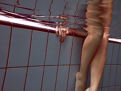 美女, デカパイ, フェティッシュ, プール, 赤毛, ロシア人, 一人, オッパイの