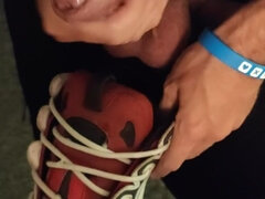 Took off His Chastity and Cum on Sneaker