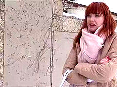 Public Agent German redhead Anny Aurora enjoys salami