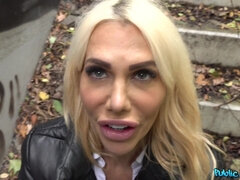 Blond Hair Lady Aussie Shagged On The Stairs 1 - Public Agent