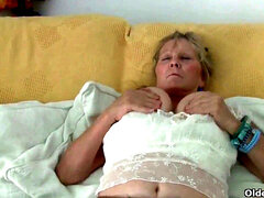 grannie with big tits milks and gets finger nailed