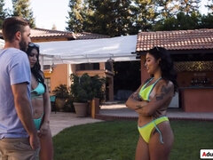 Stepson fucking both stepmom and her gf