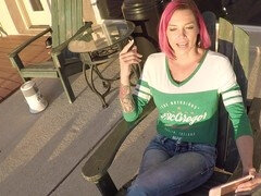 Goth punk tattoo babe Anna Bell Peaks with huge tits and pink hair