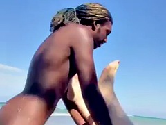 Enthousiasteling, Strand, Grote lul, Zwart, Brits, Zwart, Hardcore, Openbaar