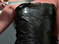 Kinky cutie gets oiled up and masturbates with her fake cock