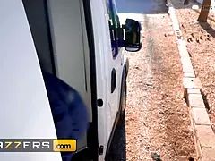 Kaiia Eve and Rocky Emerson get caught by horny cop Mason and share a hard dick