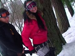 오랄섹스, 흑갈색 머리, 야외의