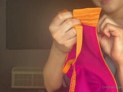 Young Tessa - Big natural tits on webcam - solo clothes tryout