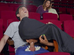 Tina Fire gives nice blowjob to Jordi in cinema