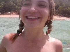 아마추어, 해변, 여자친구, 나체의, 땋은 머리, 공개적인, 스모킹, 젖은