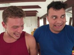 Kinky teen and horny dudes threesome sex