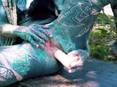 Anal, Da bunda para a boca, Ao ar livre cartaz de rua outdoor, Público, Solo chão, Tatuagem