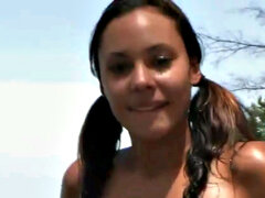 Strand, Brunett, Utomhus, Kjol, Tatuering, Tonåring, String, Tuttar