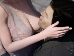 사정 샷, 얼굴에, 주부, 엄마, 야외의, 공개적인