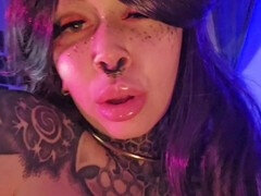 Tattooed alt girl Felix Rae teases with her feet and big boobs, then gets a hard fuck and covered in cum