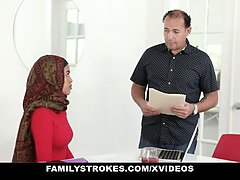 Stepsister (Maya Farrell) Learns To Suck My Cock In Her Hijab