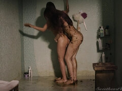 엉덩이, 화장실, 자동차, 키스, 레즈비언, 자연의 가슴, 야외의, 보지