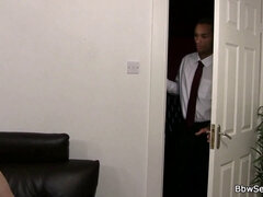 Cheating BBW with massive tits rides BBC while getting her fat ass pounded