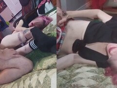 Enthousiasteling, Sperma in mond, Sperma shot, Klein, Rok, Kousen, Tiener, Uniformpje