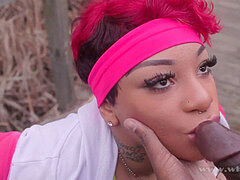 Culo grosso, Grande cazzo, Nero, Venire in bocca, All'aperto