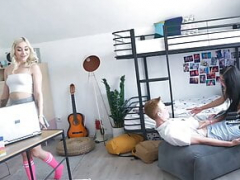 Fake Hostel - College roommates Mad Nicol and plus Marilyn Sugar in aroused 3some with ginger teenage nerd