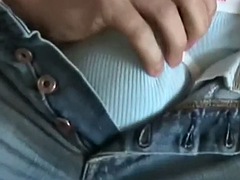 Amateur euro stud solo jerking off shaved cock for cum