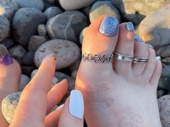 Strand, Fötter, Hemmagjord, Massage, Milf, Älskarinna, Offentlig