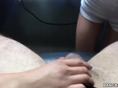 Enthousiasteling, Aziatisch, Pijpbeurt, Sperma in mond, Sperma shot, Hd, Latijnse vrouw, Tieten likken