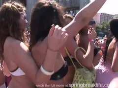 해변, 비키니, 야외의, 파티, 공개적인, 학생