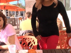 수음, 오르가슴, 공개적인, 여학생, 혼자, 장난감들, 업스커트