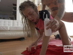 18 jahre, Leie, Braunhaarige, Paar, Domination, Absätze, Zierlich, Titten