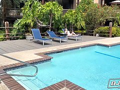 Grote mammen, Bruinharig, Diep in de keel, Hd, Natuurlijke tieten, Gezichtspunt, Anaal likken, Tieten likken