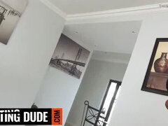 18yo Black Teen with Huge Natural Tits Sucks Big White Cock POV - Deep Throat Close-Up