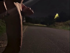Horny trucker jerks off naked in public on the way home